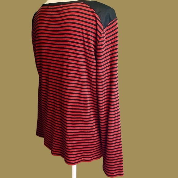 Lauren Ralph Lauren Vintage Red & Black Striped Cotton Button Detailed Shirt XL - Picture 10 of 12